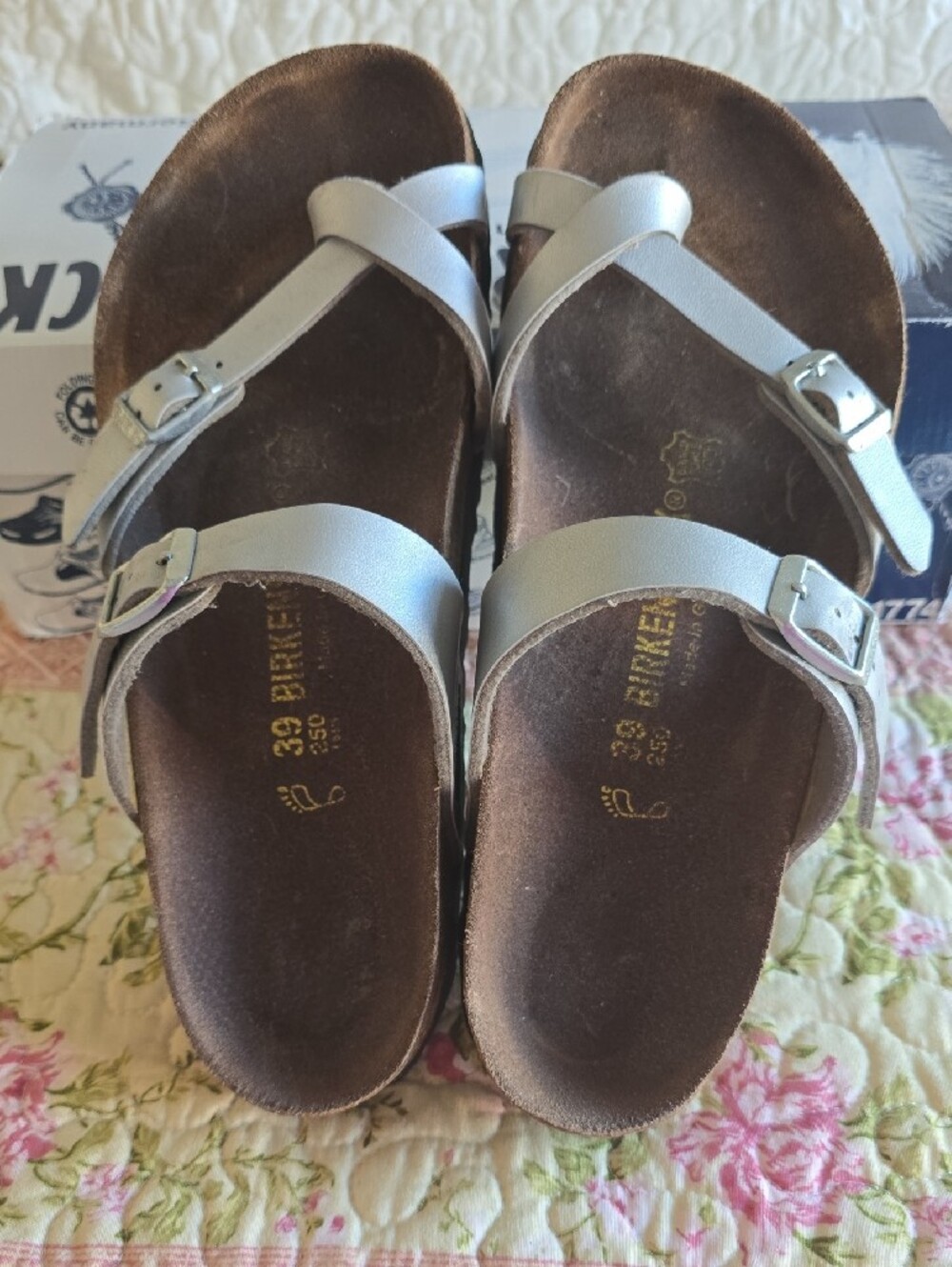 Birkendtock Mayari Metallic Silver Buckle Sandals Sz 39 Or 8 - Picture 2 of 8